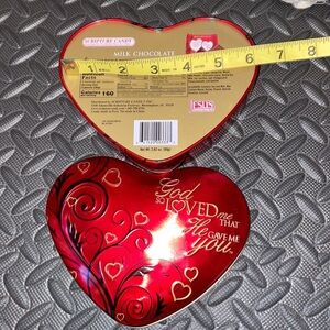 Bible Christian god loved metal tin EMPTY sewing storage trinket valentine heart